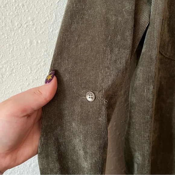 Skies are Blue Corduroy Button Up Shirt Jacket Olive Green Size Medium - Picture 4 of 9